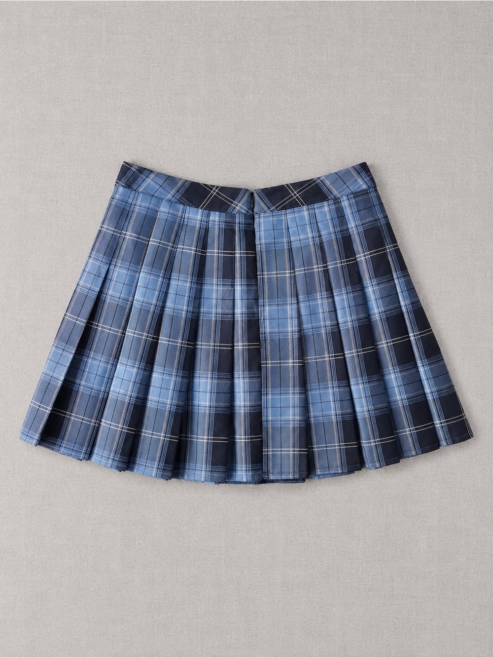 Blue Plaid Pleated Mini Skirt - Picture 2 of 6
